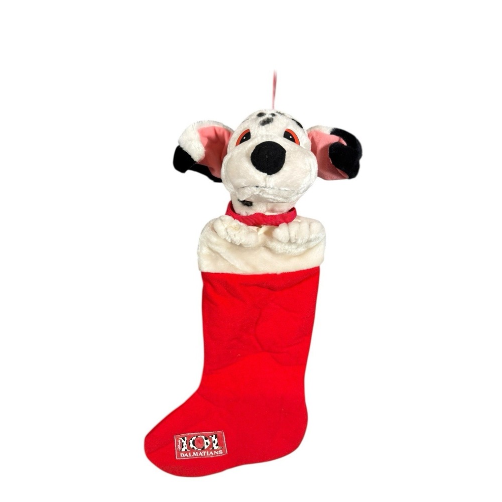 Vintage Disney 101 Dalmations Plush Dog Pup Head 3D Christmas Stocking‎ Holiday